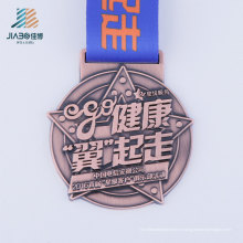 Personnalisez la médaille de champion de marche de logo de bronze d&#39;étoile de moulage d&#39;alliage